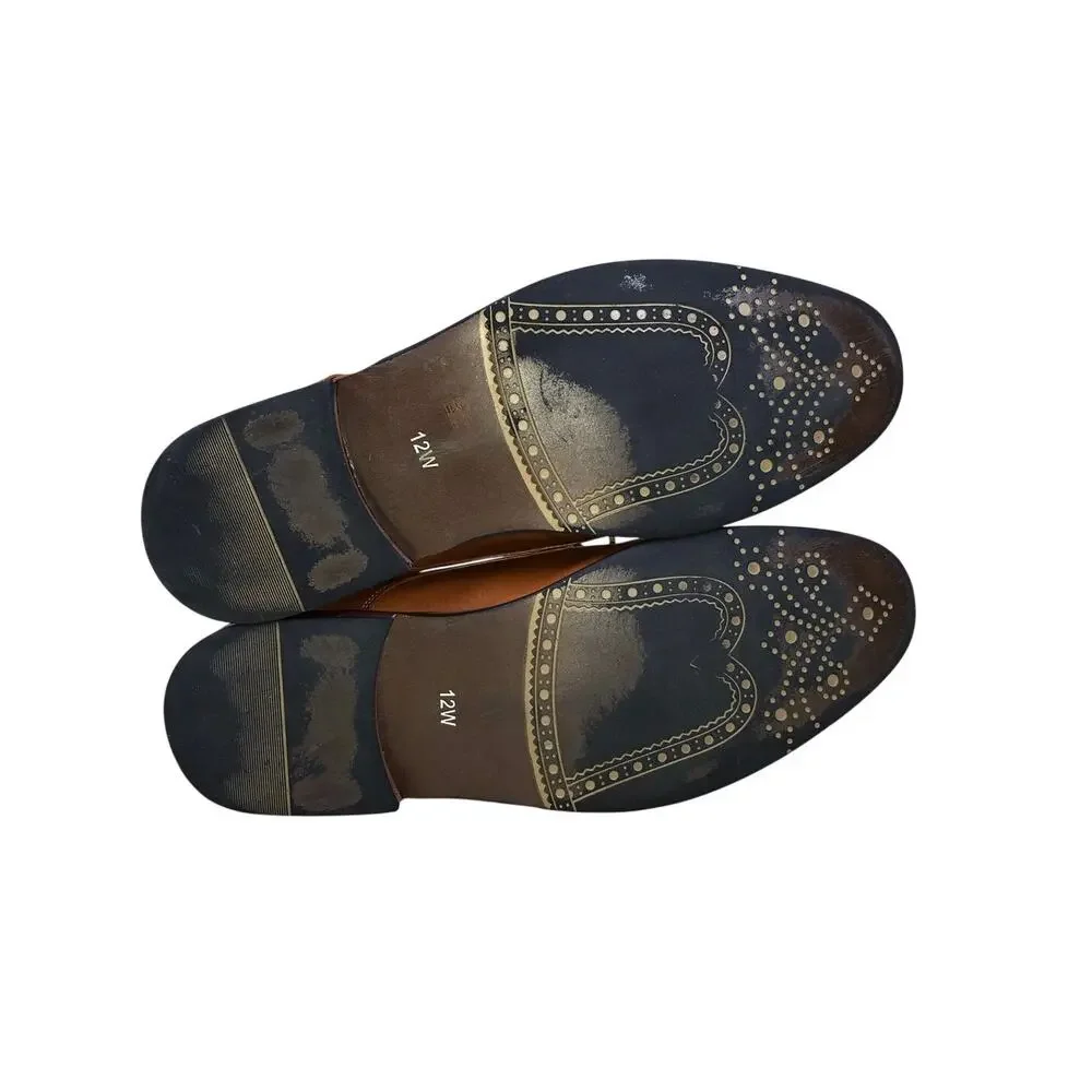 Bruno Marc New York Dress Shoes Men’s Size 12W Brown Faux Leather Oxford Loafer